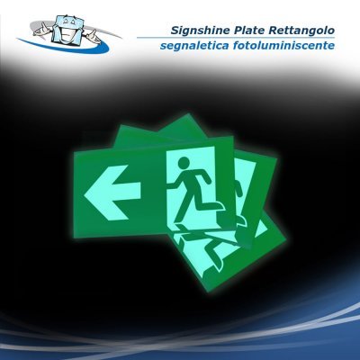 Signshine Plate Rettangolo - Segnaletica uscite di sicurezza fotoluminescente vari simboli in 2 formati