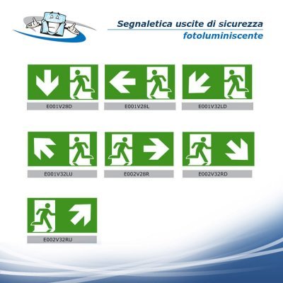 Signshine Suspension Rettangolo - Segnaletica uscita di sicurezza fotoluminescente con cavi a soffitto