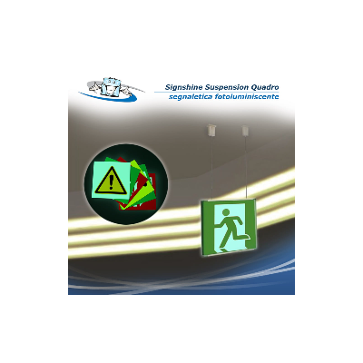 Signshine Suspension Quadro - Segnaletica di sicurezza fotoluminescente con cavi a soffitto