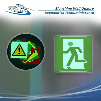 Signshine Wall Quadro - Segnaletica di sicurezza luminescente a parete in vari simboli e 2 formati