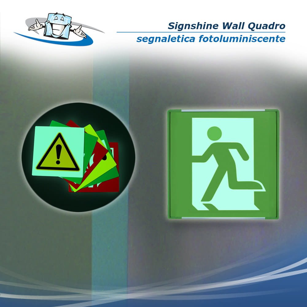 Signshine Wall Quadro - Segnaletica di sicurezza luminescente a parete in vari simboli e 2 formati