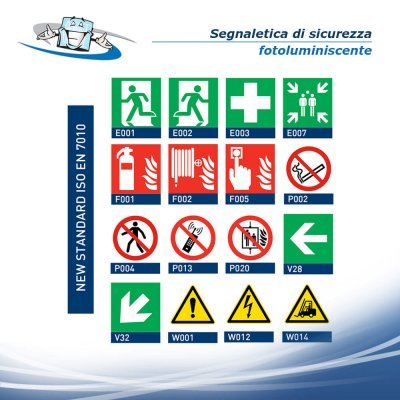 Signshine Flag Quadro - Segnaletica di sicurezza luminescente a bandiera da parete in vari simboli e 2 formati