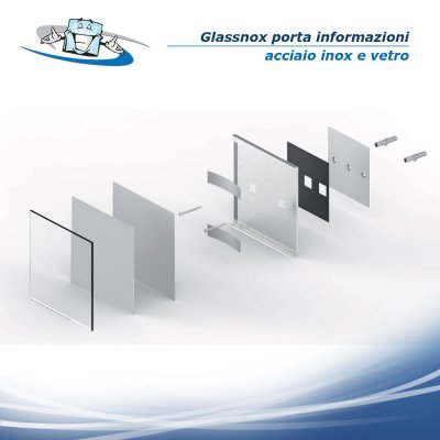 Glassnox flag - Segnaletica a bandiera bifacciale in acciaio con cornice piatta