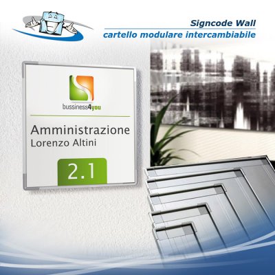 Signcode Wall - Cartello modulare intercambiabile a parete, alluminio anodizzato