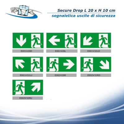 Secure Drop - Segnaletica di uscita di sicurezza adesiva con effetto 3D