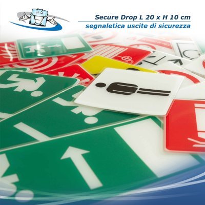 Secure Drop - Segnaletica di uscita di sicurezza adesiva con effetto 3D