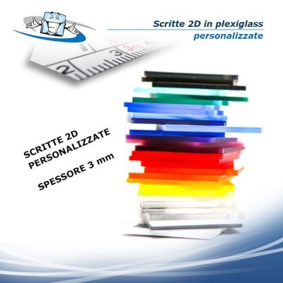 Scritta Nome Logo Plexiglass Personalizzata con biadesivo Vari colori disponibili Spessore 3 mm Misura H25 x L120cm modificabile