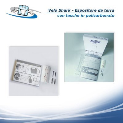 Velo Shark Restyle - Espositore da terra autoportante con tasche porta informazioni