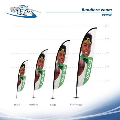 Bandiere Zoom pubblicitarie personalizzabili modello cresta