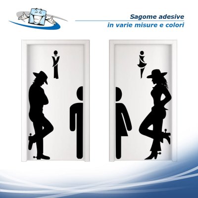 Sagome adesive wc bagno toilette uomo donna in varie misure e colori