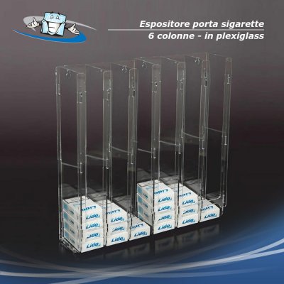 Dispenser per pacchetti di sigarette in plexiglass da banco a 6 colonne