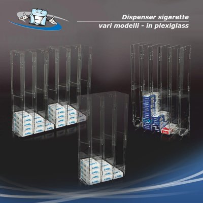 Dispenser per pacchetti di sigarette in plexiglass da banco in varie dimensioni