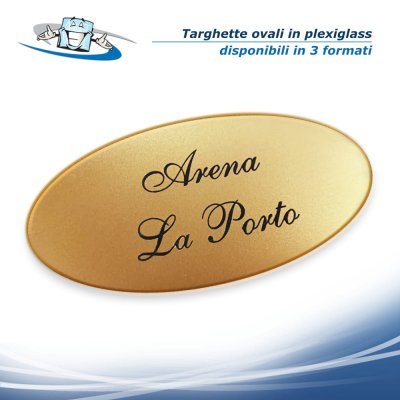 Targhe ovali per porta incise su plexiglass disponibili in vari formati anche personalizzabili