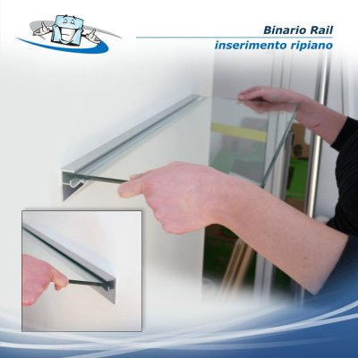 Binario Rail - Profilo a parete in alluminio per ripiani