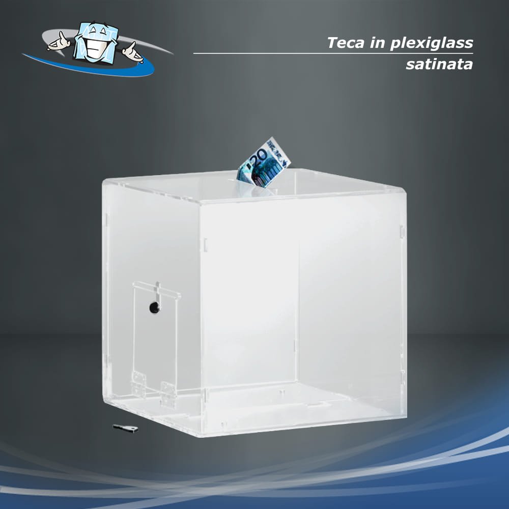 Teca - urna in plexiglass per offerte e raccolta schede con serratura di sicurezza