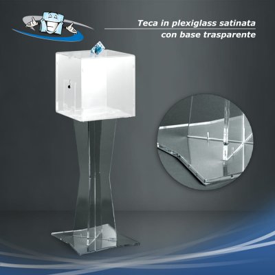 Teca - urna in plexiglass per offerte e raccolta schede con serratura di sicurezza