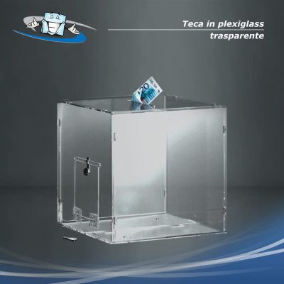Teca - urna in plexiglass per offerte e raccolta schede con serratura di sicurezza