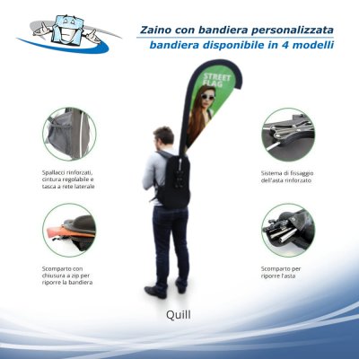 Street Flag - Zaino con bandiera personalizzata