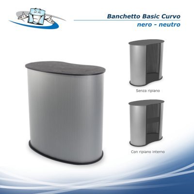 Banchetto Promozionale Basic Curvo personalizzabile disponibile nero o betulla