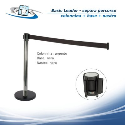 Basics Leader - Colonnina Separa Percorso - Guida linee con nastro riavvolgibile in vari colori
