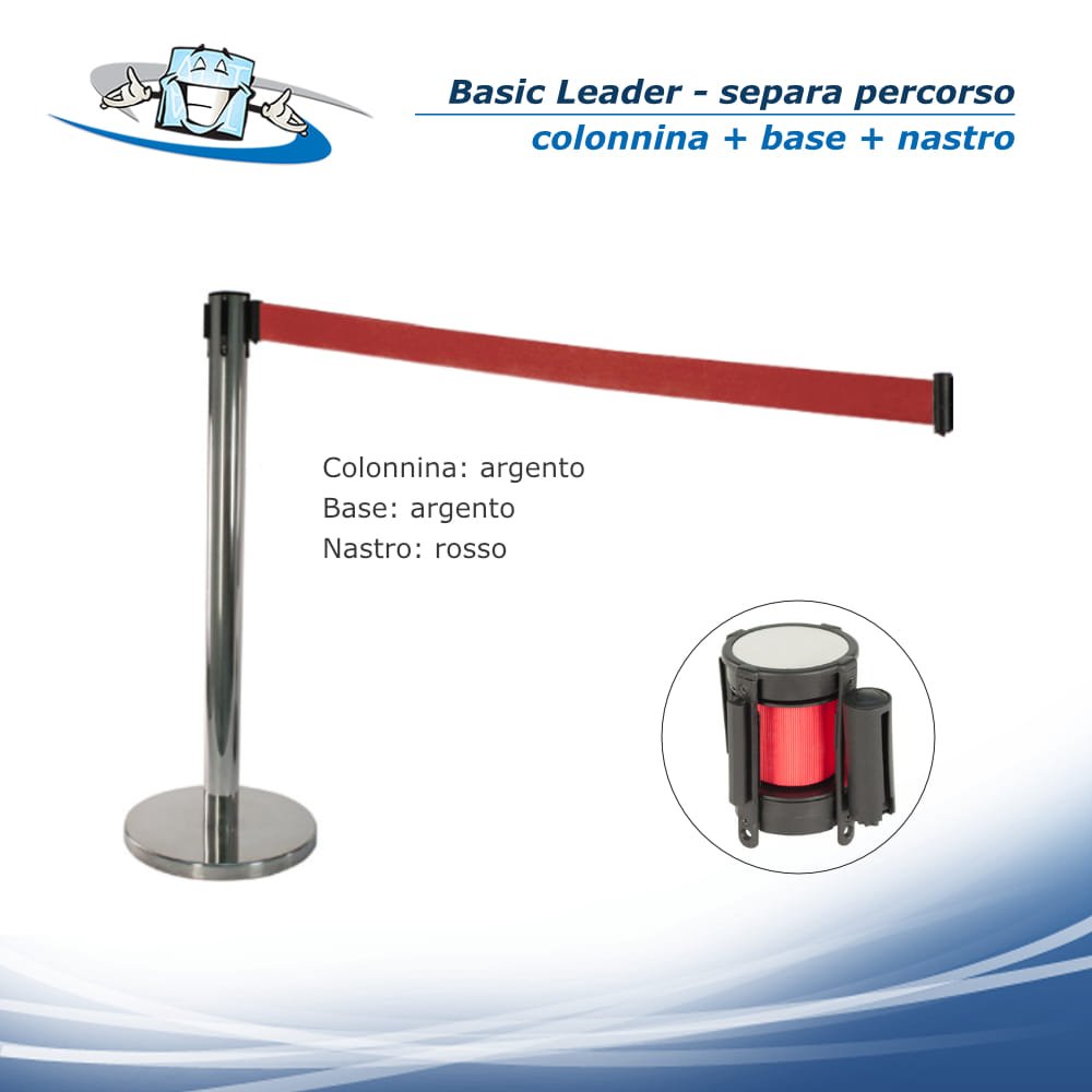 Basics Leader - Colonnina Separa Percorso - Guida linee con nastro riavvolgibile in vari colori