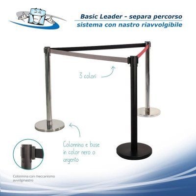 Basics Leader - Colonnina Separa Percorso - Guida linee con nastro riavvolgibile in vari colori