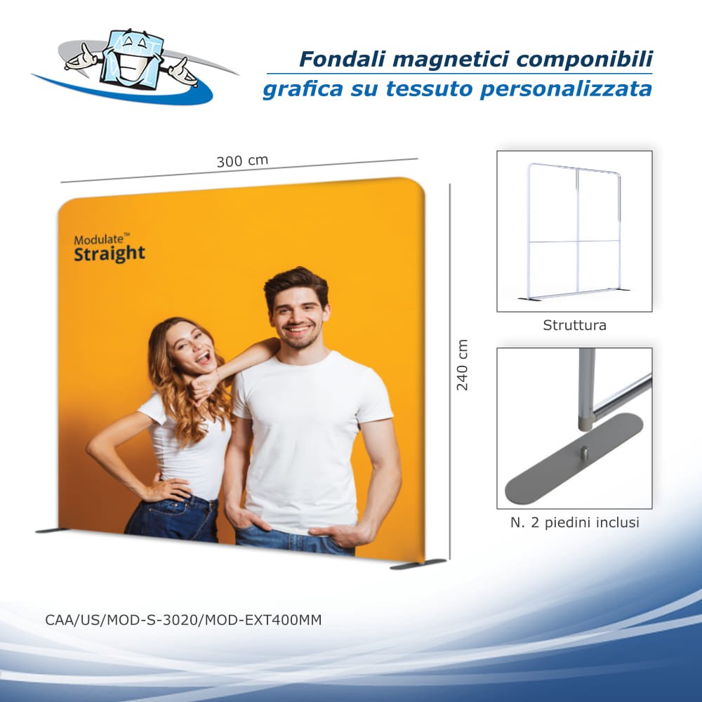 Modulate - Fondali magnetici componibili con grafica su tessuto personalizzata