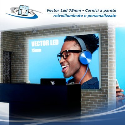 Vector LED 75 mm -  Cornice retroilluminata da parete con grafica personalizzata