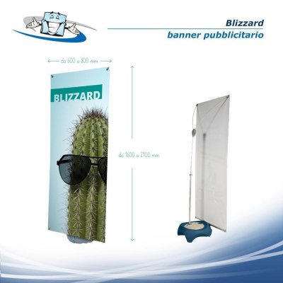 Blizzard - Banner personalizzabile con supporto regolabile per esterni