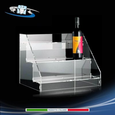 Scaletta espositiva trasparente in plexiglass per vetrina o scaffali