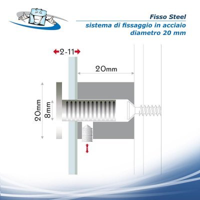 Fisso Steel - Distanziatore a parete in acciaio vari diametri disponibili