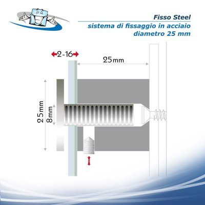 Fisso Steel - Distanziatore a parete in acciaio vari diametri disponibili