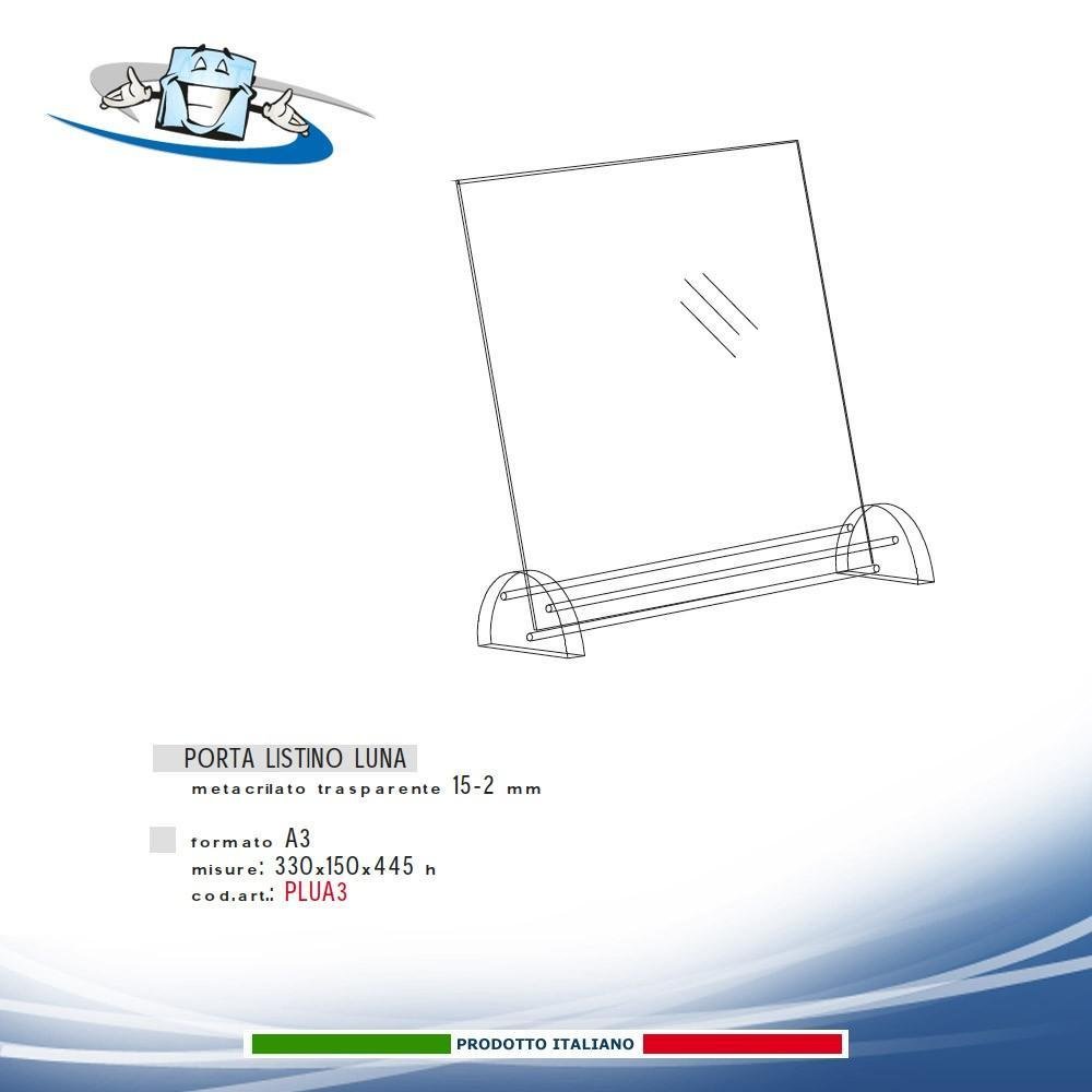 Porta listini con base luna in plexiglass in vari formati