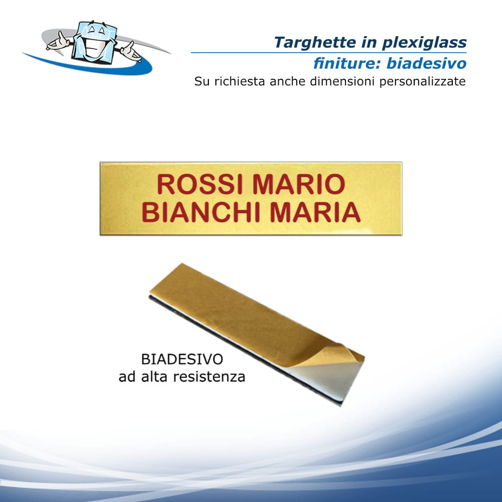 Targhette in plexiglass personalizzate con Nome e CIN con angoli arrotondati o retti