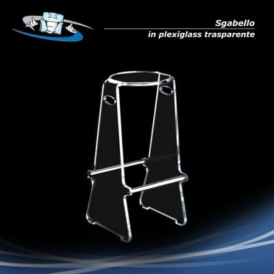 Bancone reception modulabile e sgabello in plexiglass trasparente e satinato