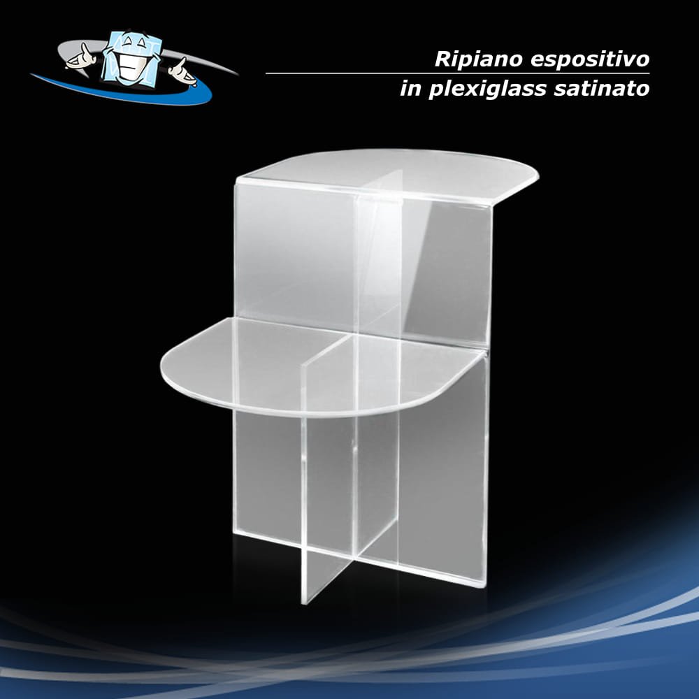 Ripiano espositivo con angoli tondi in plexiglass bianco satinato