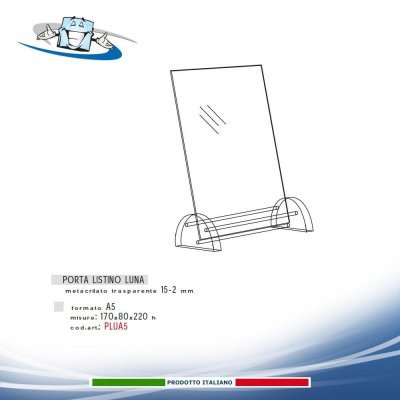 Porta listini con base luna in plexiglass in vari formati