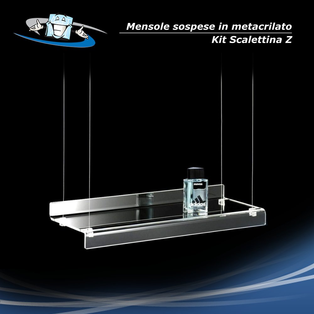 Mensole in plexiglass sospese a soffitto - Kit scalettina Z