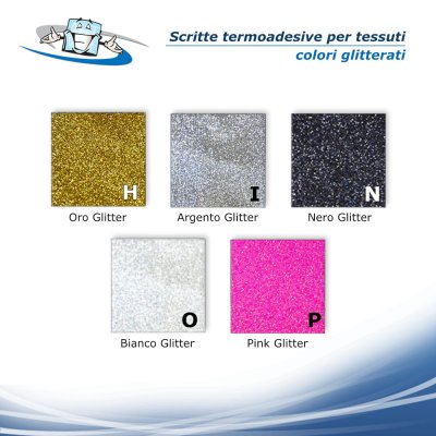 Scritte adesive glitterate per tessuti personalizzate Termoadesivi applicabili anche con ferro da stiro