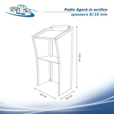 Agorà - Podio leggio per conferenze in plexiglass con targa personalizzabile e microfoni