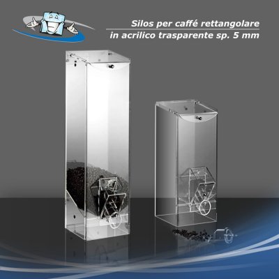 Silos per caffè - Dispenser rettangolare in plexiglass in 4 dimensioni