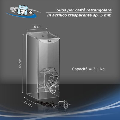 Silos per caffè - Dispenser rettangolare in plexiglass in 4 dimensioni