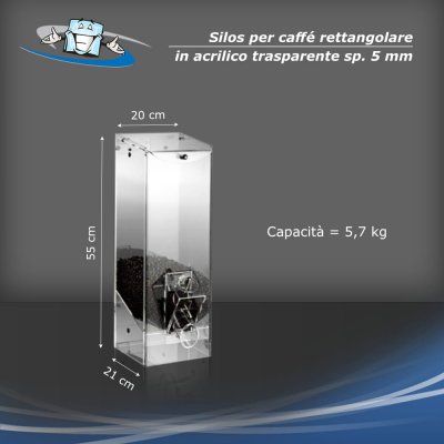 Silos per caffè - Dispenser rettangolare in plexiglass in 4 dimensioni