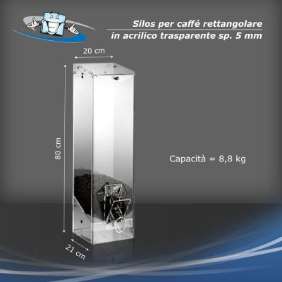 Silos per caffè - Dispenser rettangolare in plexiglass in 4 dimensioni