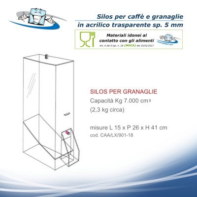 Silos per Granaglie Caffè - Dispenser Rettangolare 2 dimensioni