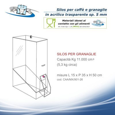 Silos per Granaglie Caffè - Dispenser Rettangolare 2 dimensioni