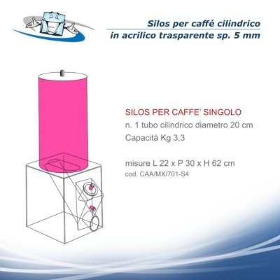 Silos per caffè - Dispenser cilindrico in plexiglass singolo o doppio