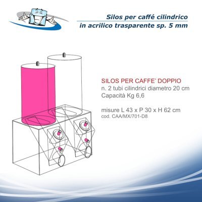 Silos per caffè - Dispenser cilindrico in plexiglass singolo o doppio