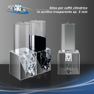 Silos per caffè - Dispenser cilindrico in plexiglass singolo o doppio
