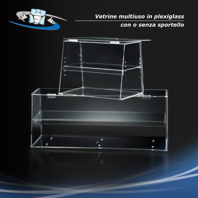Vetrina multiuso da banco in plexiglass per alimenti con sportello in vari formati